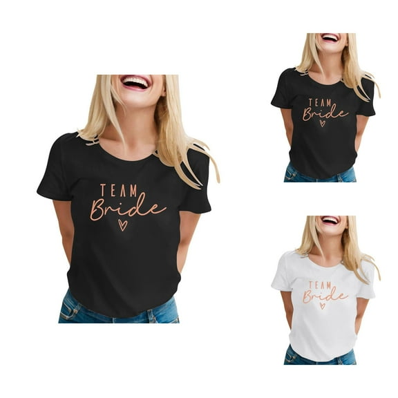 Team Bride T Shirts for Women 2025 Bachelorette Party Tshirt Short Sleeve Crewneck T-Shirt Womens T Shirts