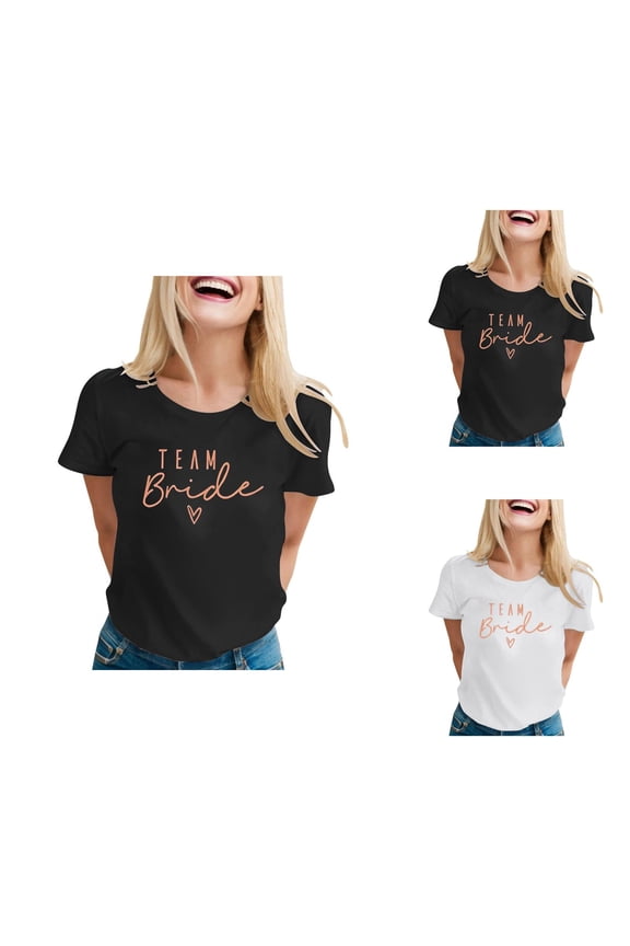 Team Bride T Shirts for Women 2025 Bachelorette Party Tshirt Short Sleeve Crewneck T-Shirt Womens T Shirts