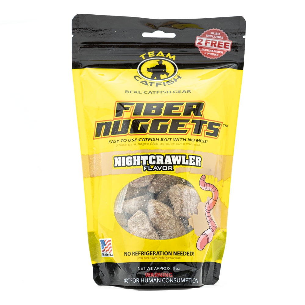 Team Catfish Fiber Nuggets Night Crawler Fish Attractant for Catifish in Rivers, Lakes and Ponds