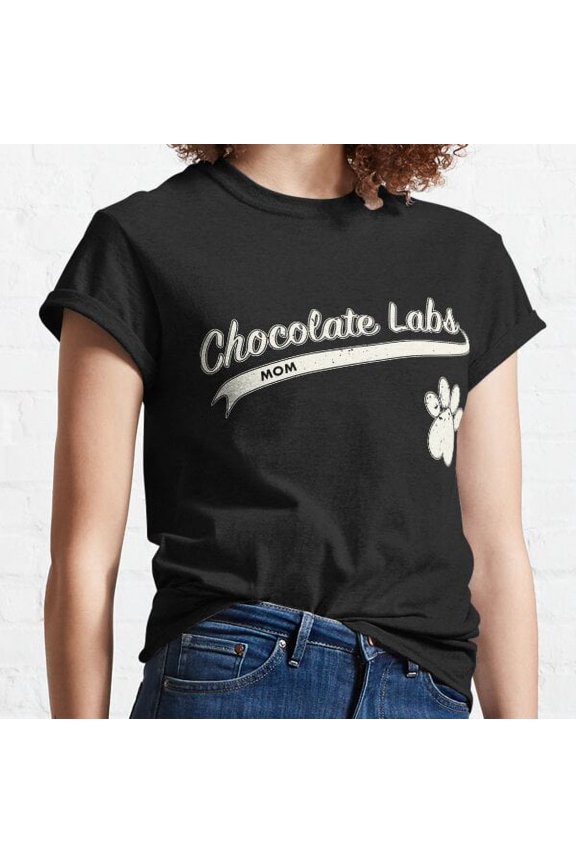 Team Chocolate Labs Mom Retro Baseball Jersey Paw Accent Vintage White Lettering Classic T-shirt