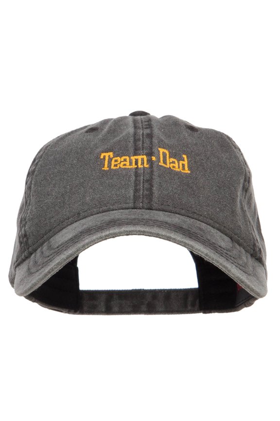Team Dad Letters Embroidered Washed Cap - Black OSFM