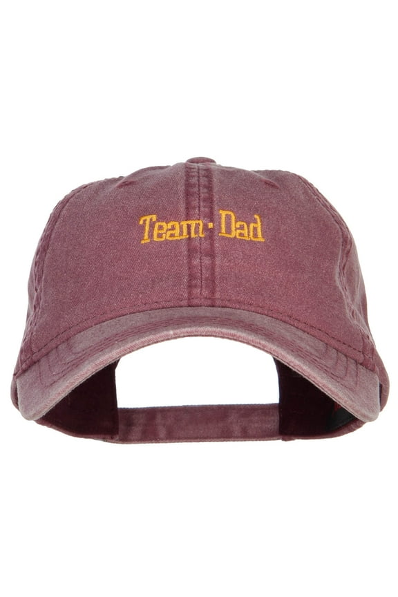 Team Dad Letters Embroidered Washed Cap - Maroon OSFM