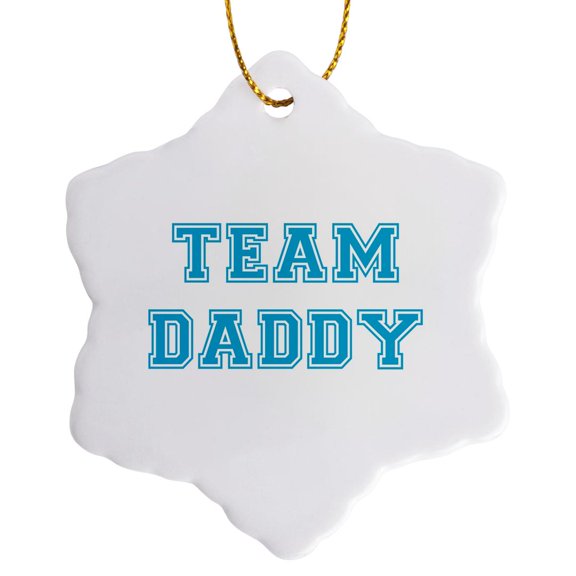 Team Daddy - Blue White Retro Sporty Or College Sports Font - Gifts For Dads Good For Fathers Day, 3 inch Snowflake Porcelain Ornament
