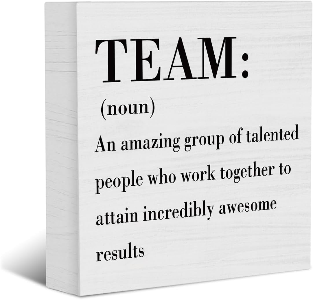 Team Definition Office Wood Block Plaque Box Signs, Rustic Farmhouse ...