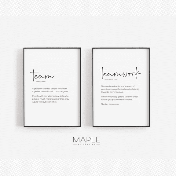 Team Definition Teamwork Quote Office Motivational Poster Set 2 Prints Set 2 , Poster Only