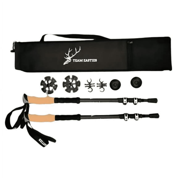 Team Easties SHOK Trekking Poles - Carbon/Aluminum Hybrid, Lightweight & Adjustable with Accessories Kit for Hiking, Backpacking, and Outdoor Adventures