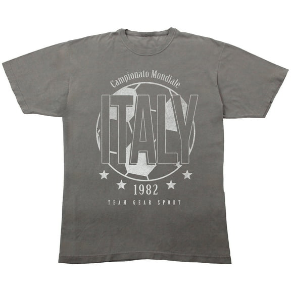Team Gear Vintage Italy 1982 Champions Adult Gray Crew Neck Short Sleeve T-shirt-XL