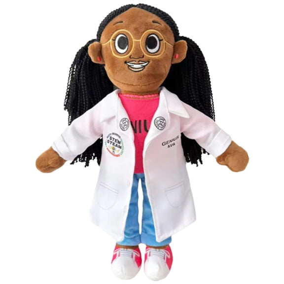 Team Genius Squad: 14" Plush Buddy - Ava The Surgeon - STEAM Character Toy Doll, Extra Jacket & Cap, Affirmation Cards, Kids Soft Huggable Companion