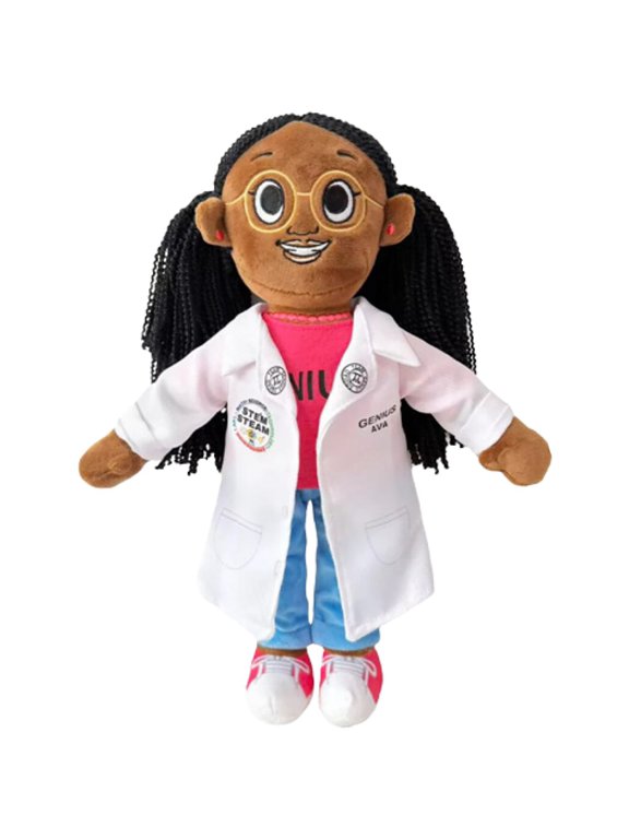 : 14" Plush Buddy - Ava The Surgeon - STEAM Character Toy Doll, Extra Jacket & Cap, Affirmation Cards, Kids Soft Huggable Companion