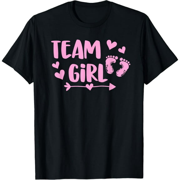 Team Girl Gender Reveal Baby Shower Shirt - Pink Feet Arrow T-Shirt100% cotton