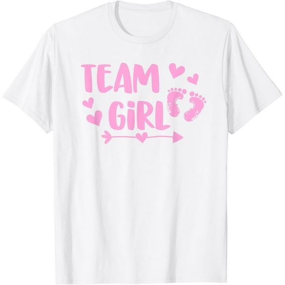 Team Girl Gender Reveal Baby Shower Shirt - Pink Feet Arrow T-Shirt100% cotton