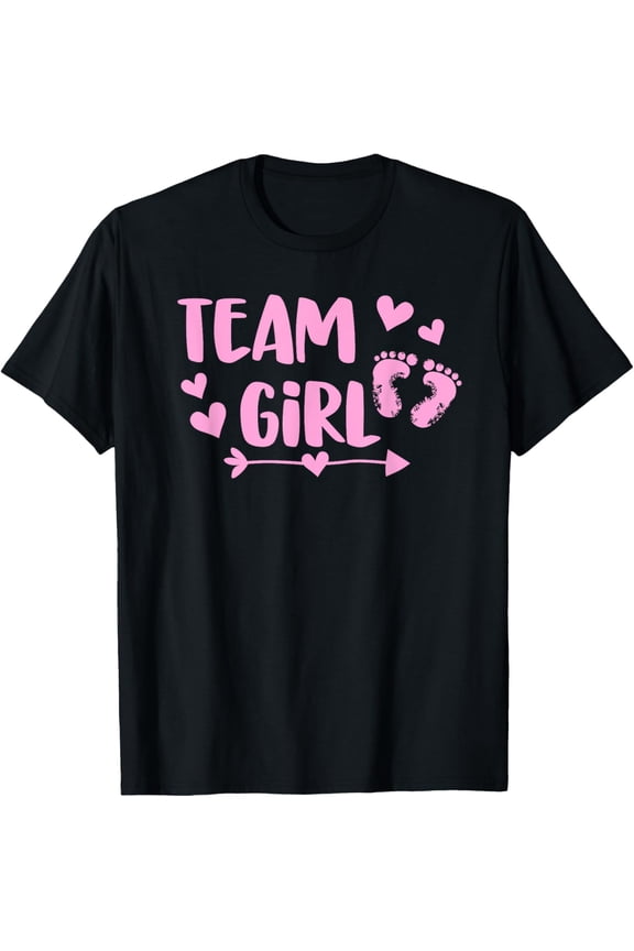 Team Girl Gender Reveal Baby Shower Shirt - Pink Feet Arrow T-Shirt
