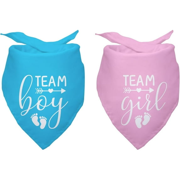 Team Girl Team Boy Gender Reveal Baby Announcement Dog Bandana Pregnancy Announcement Photo Prop Pet Scarf Decorations Accessories for Dog Lovers Pack of 2