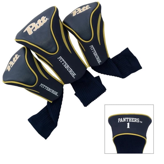 Team Golf 23794 University of Pittsburgh 3 Pack Contour Fit Headcover