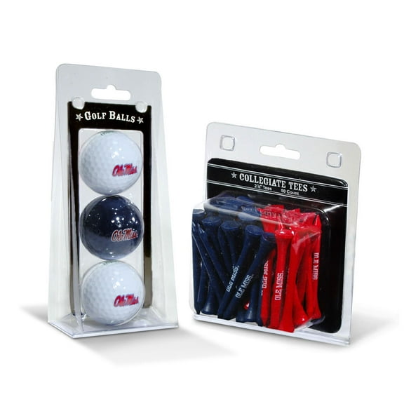 Ole Miss Rebels 3-Golf Ball & 50-Golf Tee Set