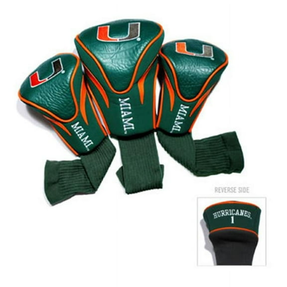 Team Golf 47194 Miami Hurricanes 3 Pack Contour Fit Headcover