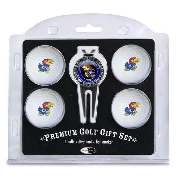 Team Golf Kansas Jayhawks Pack of 4 Golf Balls and Divet Tool Gift Set