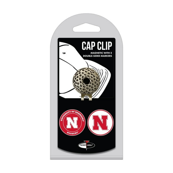 Team Golf NCAA NEBRASKA Cap Clip With 2 Golf Ball Markers