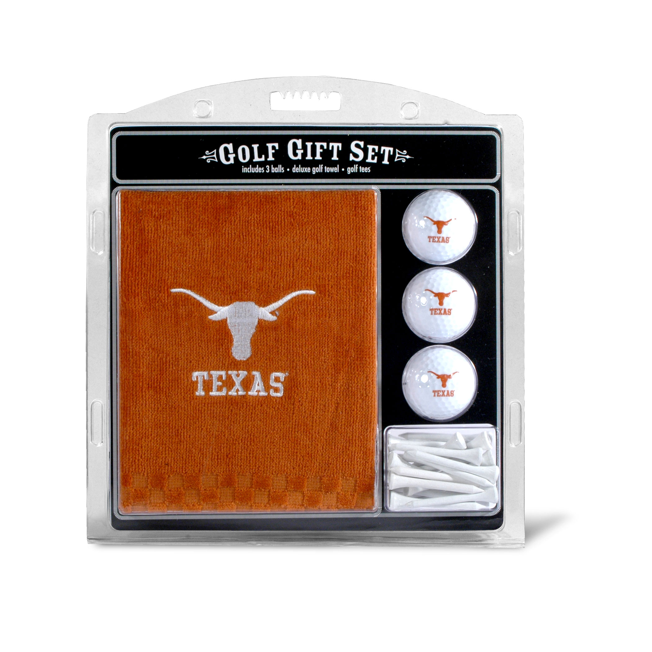 Team Golf NCAA Texas Longhorns Embroidered Golf Towel, 3 Golf Ball, and Golf Tee Set - image 1 of 2