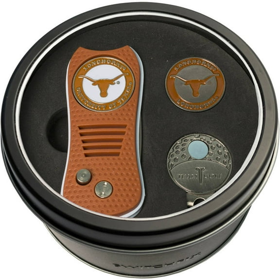 Team Golf TEXAS Retractable Divot Tool Tin Set with Cap Clip and Ball Marker