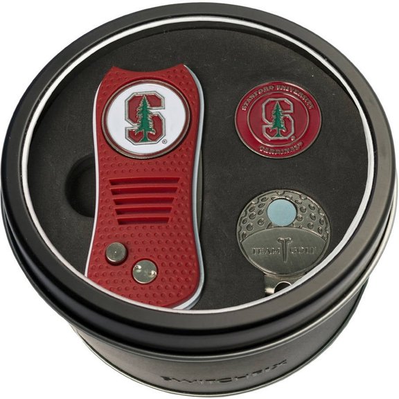 Team Golf Stanford Cardinal Retractable Divot Tool Tin Set with Cap Clip and Ball Marker
