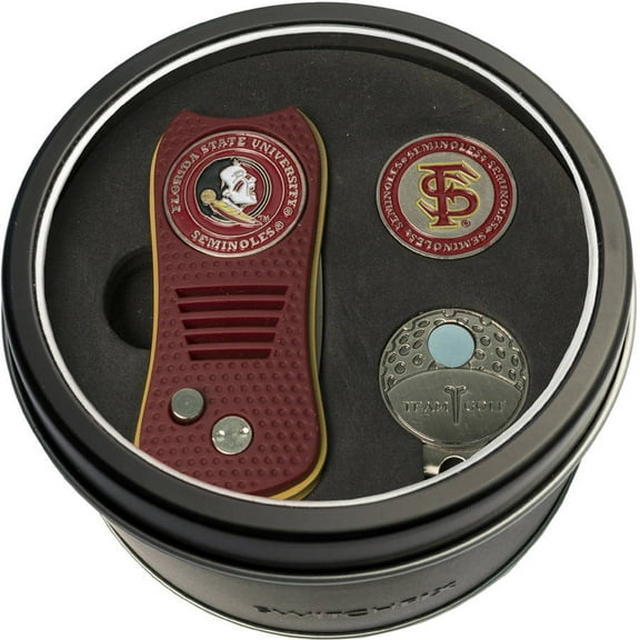 Team Golf Florida State Seminoles Retractable Divot Tool Tin Set with Cap Clip and Ball Marker