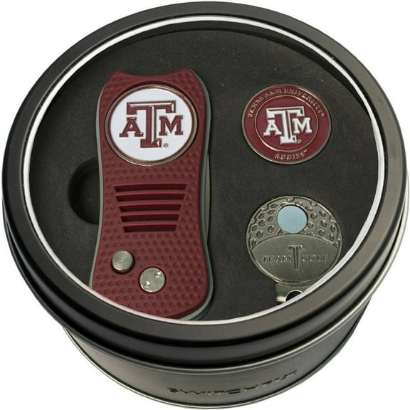 Team Golf Texas A&M Aggies Retractable Divot Tool Tin Set with Cap Clip and Ball Marker