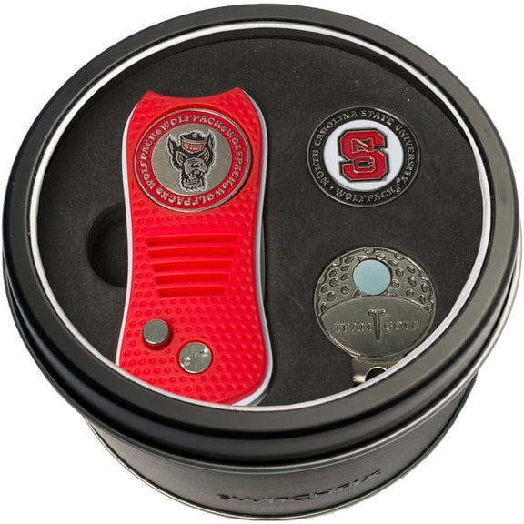 Team Golf NC State Wolfpack Retractable Divot Tool Tin Set with Cap Clip and Ball Marker