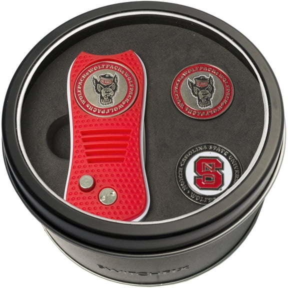 Team Golf NC State Wolfpack Retractable Divot Tool Tin Set with Ball Markers