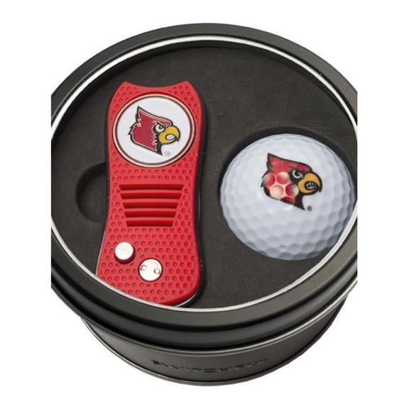 Team Golf Louisville Cardinals Retractable Divot Tool Athletics Tin Set with Golf Ball