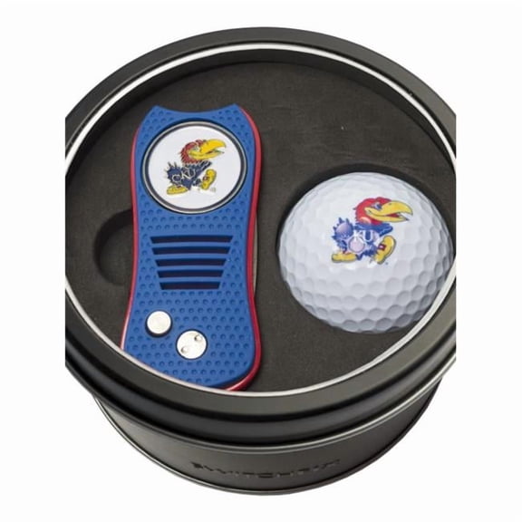 Team Golf Kansas Jayhawks Retractable Divot Tool Athletics Tin Set with Golf Ball