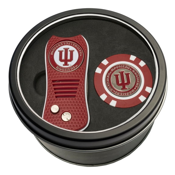 Team Golf Indiana Hoosiers Retractable Divot Tool Athletics Tin Set with Golf Chip