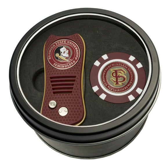 Team Golf Florida State Seminoles Retractable Divot Tool Athletics Tin Set with Golf Chip