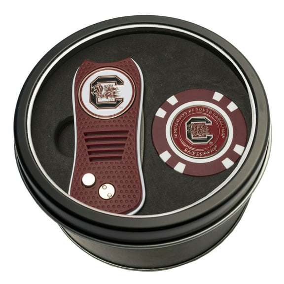 Team Golf South Carolina Gamecocks Retractable Divot Tool Athletics Tin Set with Golf Chip
