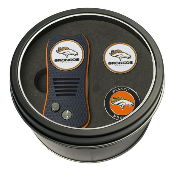 Team Golf NFL DENVER BRONCOS Tin Gift Set with Retractable Divot Tool and 2 Ball Markers