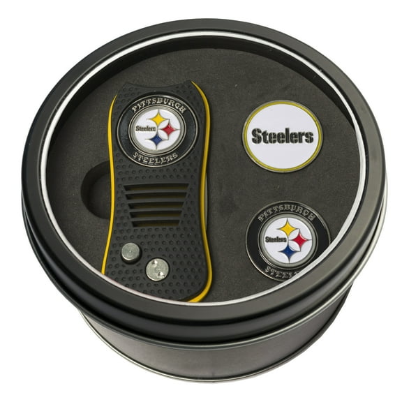 Team Golf NFL PITTSBURGH STEELERS Tin Gift Set with Retractable Divot Tool and 2 Ball Markers