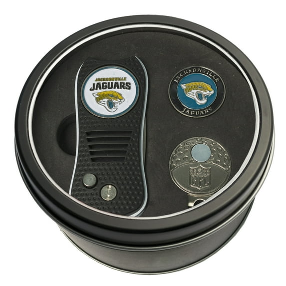 Team Golf NFL JACKSONVILLE JAGS Tin Gift Set with Retractable Divot Tool Cap Clip and Ball Marker
