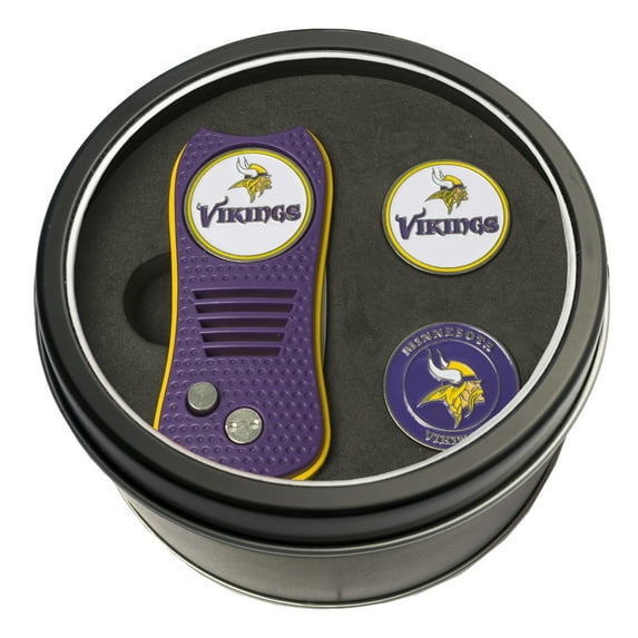 Team Golf NFL MINNESOTA VIKINGS Tin Gift Set with Retractable Divot Tool and 2 Ball Markers