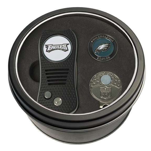 Team Golf NFL PHILADELPHIA EAGLES Tin Gift Set with Retractable Divot Tool Cap Clip and Ball Marker
