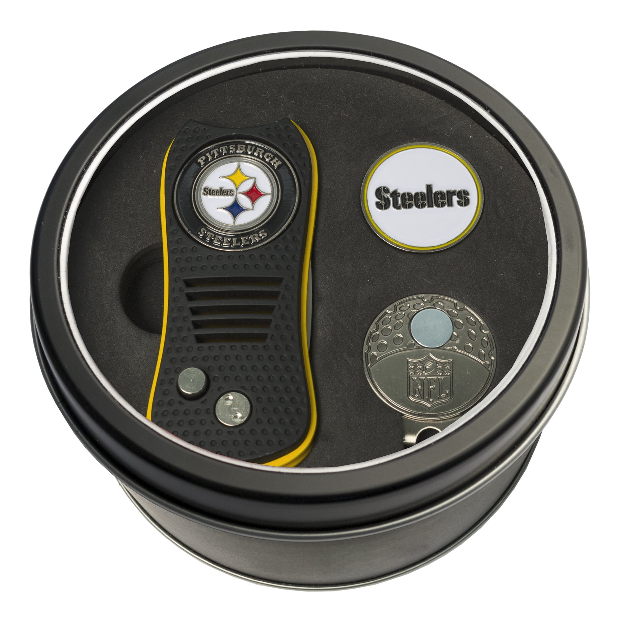 Team Golf NFL PITTSBURGH STEELERS Tin Gift Set with Retractable Divot ...