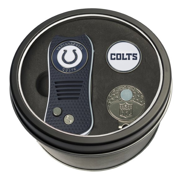 Team Golf NFL INDIANAPOLIS COLTS Tin Gift Set with Retractable Divot Tool Cap Clip and Ball Marker