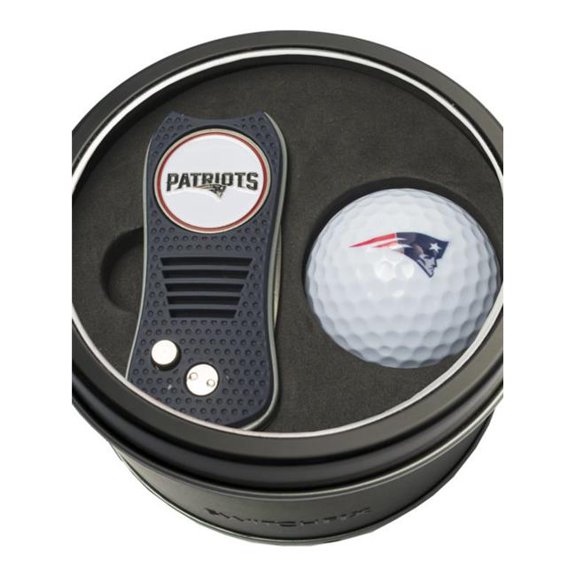 Team Golf New England Patriots Retractable Divot Tool Athletics Tin Set with Golf Ball