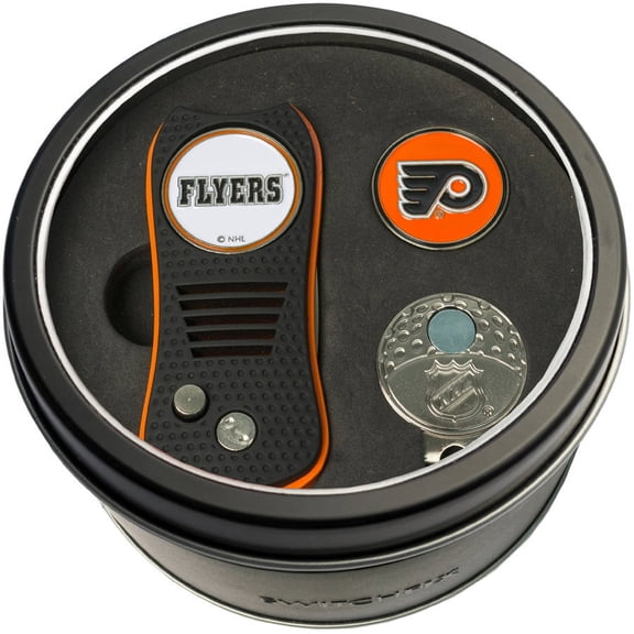 Team Golf Philadelphia Flyers Retractable Divot Tool Tin Set with Cap Clip and Ball Marker
