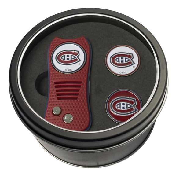 Team Golf Montreal Canadiens Retractable Divot Tool Tin Set with Ball Markers