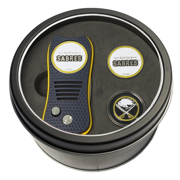 Team Golf Buffalo Sabres Retractable Divot Tool Tin Set with Ball Markers