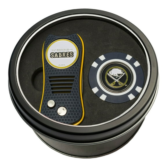 Team Golf Buffalo Sabres Retractable Divot Tool Athletics Tin Set with Golf Chip