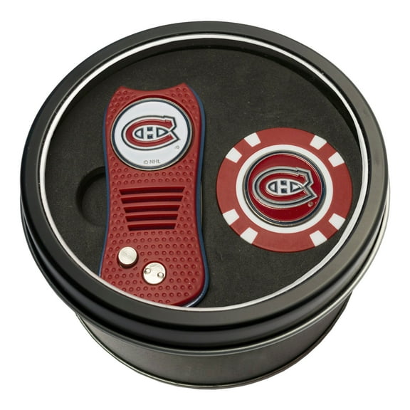 Team Golf Montreal Canadiens Retractable Divot Tool Athletics Tin Set with Golf Chip