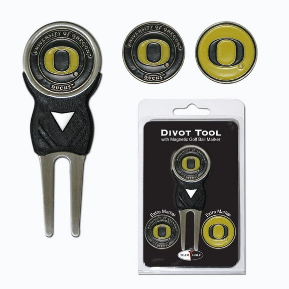 Team Golf NCAA Oregon Ducks Divot Tool with 3 Golf Ball Markers Pack, Markers are Removable Magnetic Double-Sided Enamel