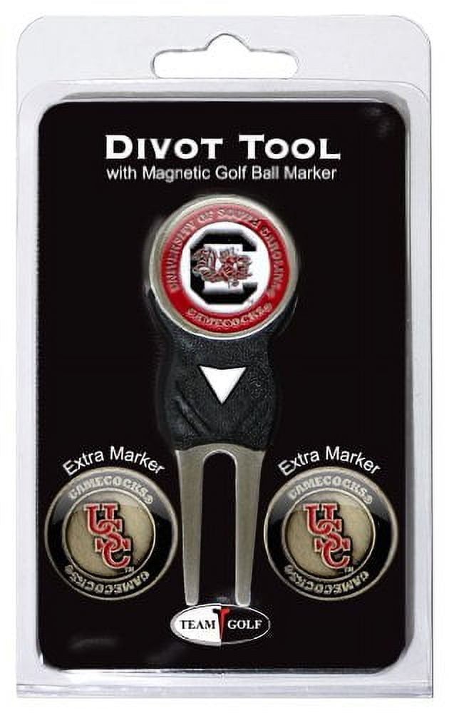 Team Golf NCAA South Carolina Gamecocks Divot Tool with 3 Golf Ball Markers Pack, Markers are Removable Magnetic Double-Sided Enamel