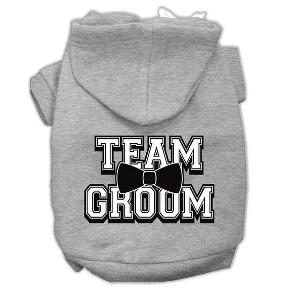 Team Groom Screen Print Pet Hoodies, Grey - Extra Large 16
